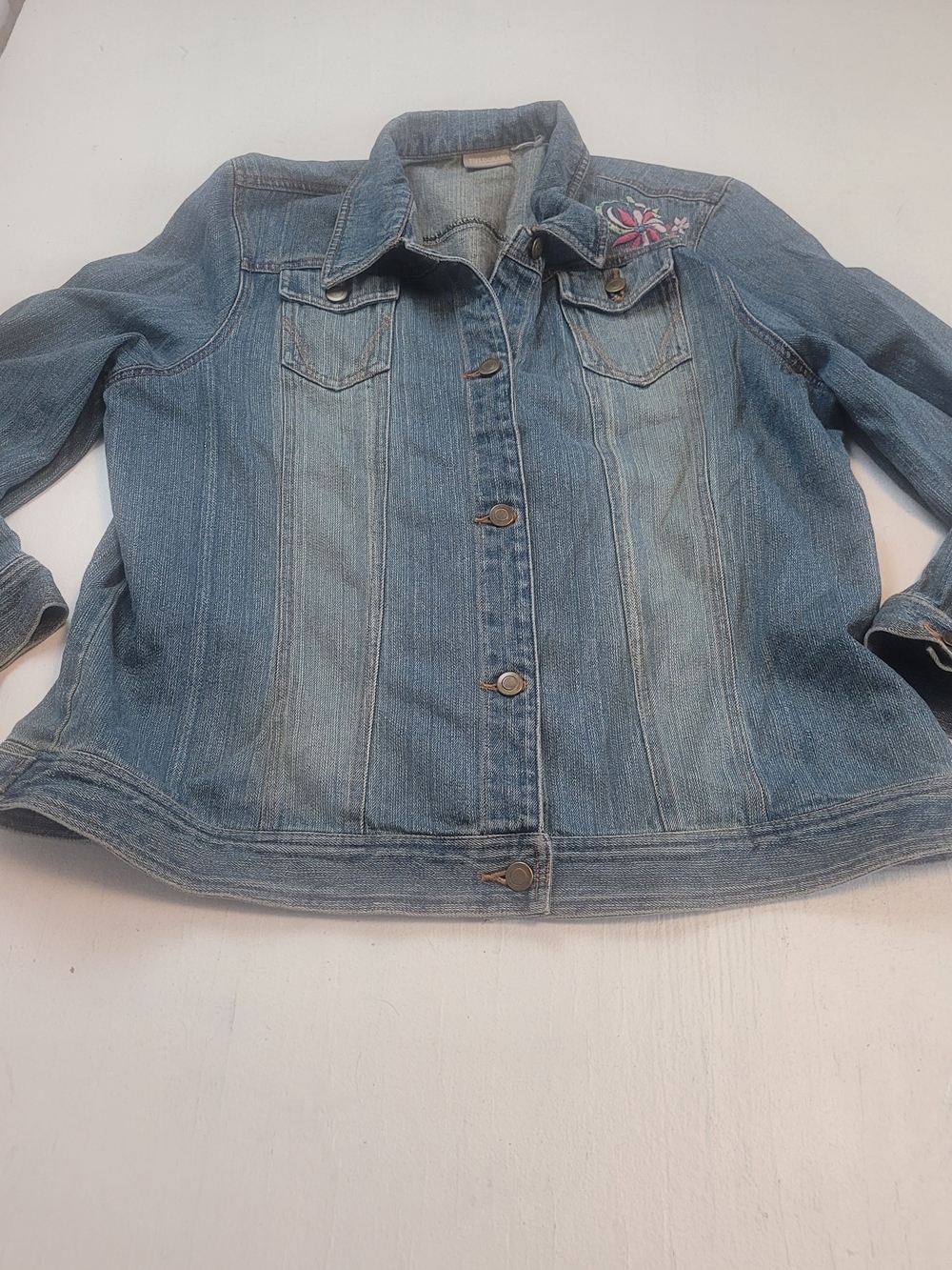 Light Blue Denim Jacket with Embroidered Detail